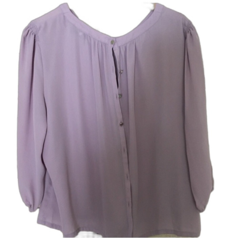 7th Avenue New York & Company Blouse 3/4 Sleeves Button Front Lilac Size 2X NWT